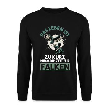 Falkner Falken Falknerei - Unisex Pullover - Schwarz - Vorne - Alina (178cm) & Michal (187cm)