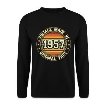Vintage Made In 1957 Original Part Geburtstag 1957 - Unisex Pullover - Schwarz - Vorne - Alina (178cm) & Michal (187cm)