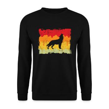 Wolf Retro - Unisex Pullover - Schwarz - Vorne - Alina (178cm) & Michal (187cm)