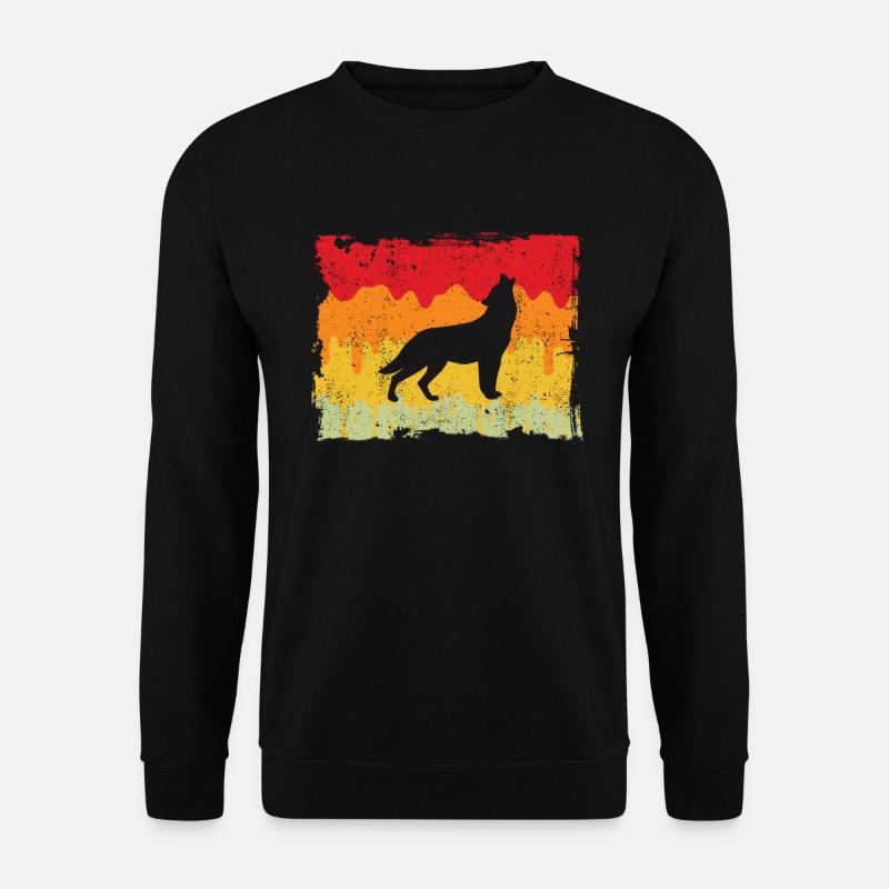 Wolf Retro - Unisex Pullover - Schwarz