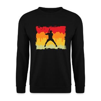 Baseball Retro - Unisex Pullover - Schwarz - Vorne - Alina (178cm) & Michal (187cm)