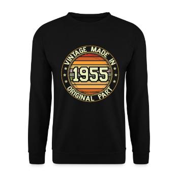 Vintage Fabriqué en 1955 Pièce originale Anniversaire 1955 - Sweat-shirt Unisexe - noir - Devant - Alina (178cm) & Michal (187cm)