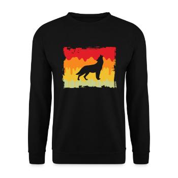 Wolf Retro - Unisex Pullover - Schwarz - Vorne - Alina (178cm) & Michal (187cm)