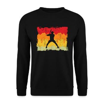 Baseball Retro - Unisex Pullover - Schwarz - Vorne - Alina (178cm) & Michal (187cm)