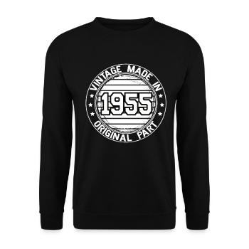 Vintage Fabriqué en 1955 Pièce originale Anniversaire 1955 - Sweat-shirt Unisexe - noir - Devant - Alina (178cm) & Michal (187cm)