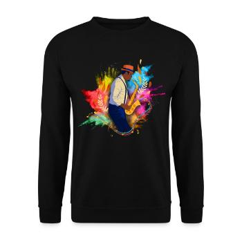 Jazz Geschenk Saxophon Musik Instrument Blasmusik - Unisex Pullover - Schwarz - Vorne - Alina (178cm) & Michal (187cm)