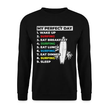 Surfeur d’eau Ma journée parfaite de surf - Sweat-shirt Unisexe - noir - Devant - Alina (178cm) & Michal (187cm)