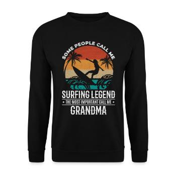 Water surfer Grandma Water surfing Grandma Surfing - Unisex Sweatshirt - black - Front - Alina (178cm) & Michal (187cm)