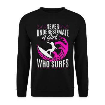 Les filles surfeuses sur l’eau ne sous-estiment jamais un - Sweat-shirt Unisexe - noir - Devant - Alina (178cm) & Michal (187cm)