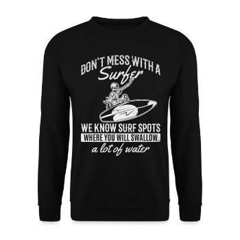 Surfer Sports nautiques Surf Ne vous impliquez pas - Sweat-shirt Unisexe - noir - Devant - Alina (178cm) & Michal (187cm)
