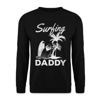 Surfboard Surfing Daddy Wave Surfer Papa Surfing - Unisex Sweatshirt - black - Front - Alina (178cm) & Michal (187cm)