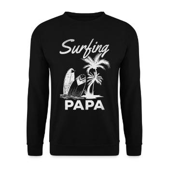 Surfen Papa Surfbrett Surfer Daddy Wave Surfen - Unisex Pullover - Schwarz - Vorne - Alina (178cm) & Michal (187cm)