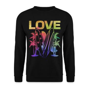 Wave Surfing Surfboard Surfer Watersurfing Love - Unisex Sweatshirt - black - Front - Alina (178cm) & Michal (187cm)