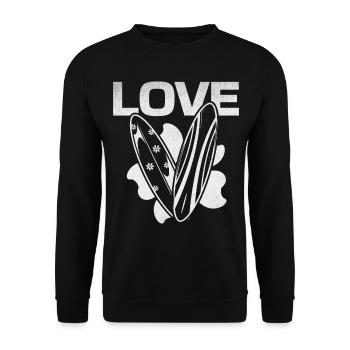 Surfing Love Surfboards Wave Surfing Lovers - Unisex Sweatshirt - black - Front - Alina (178cm) & Michal (187cm)
