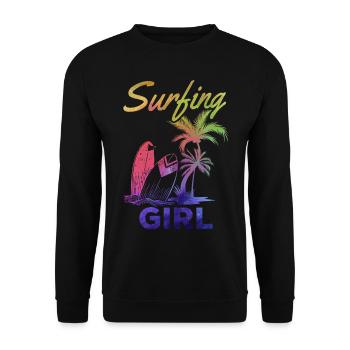 Surfboard Surfer Wave Surfing Girls Surfing - Unisex Sweatshirt - black - Front - Alina (178cm) & Michal (187cm)