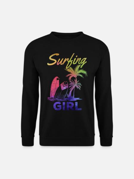 Surfboard Surfer Wave Surfen Mädchen Surfen - Unisex Pullover - Schwarz