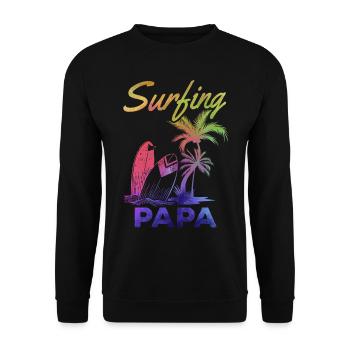 Wave Surf Papa Surf Papa Surfboard Surfer Papa - Unisex Sweatshirt - black - Front - Alina (178cm) & Michal (187cm)