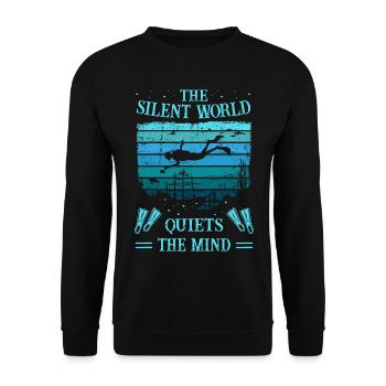 Diver -Scuba Diving - Silent World-Quiets The Mind - Unisex Pullover - Schwarz - Vorne - Alina (178cm) & Michal (187cm)