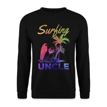 Wave Surfing Uncle Surfing Uncle Surfboard Surfer - Unisex Sweatshirt - black - Front - Alina (178cm) & Michal (187cm)