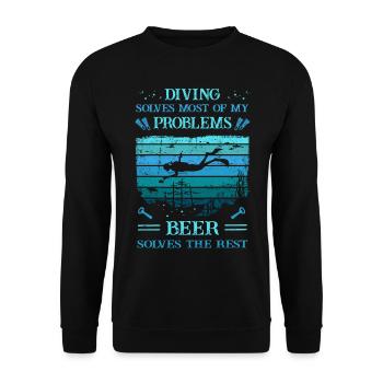 Diver -Scuba - Diving Solves Most Of My Problems - Unisex Pullover - Schwarz - Vorne - Alina (178cm) & Michal (187cm)