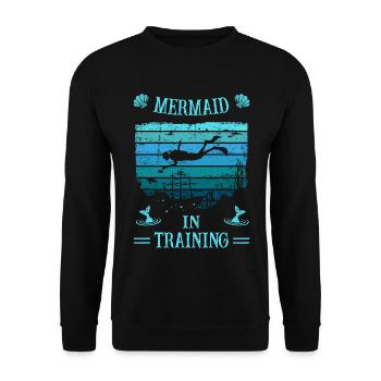 Diver -Scuba Diving - Mermaid in Training - Unisex Pullover - Schwarz - Vorne - Alina (178cm) & Michal (187cm)