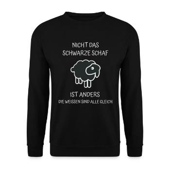 Schafe - Nicht das schwarze Schaf ist Anders - Unisex Pullover - Schwarz - Vorne - Alina (178cm) & Michal (187cm)
