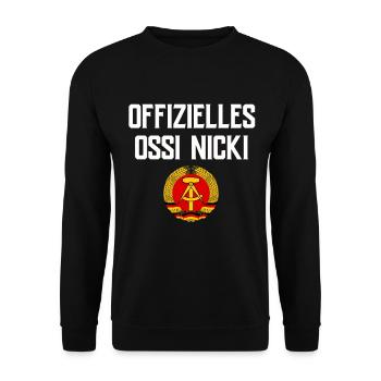 Ostdeutschland Geschenk Osten Ossi DDR Ostalgie - Unisex Pullover - Schwarz - Vorne - Alina (178cm) & Michal (187cm)