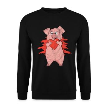 Pig Gift Piglet Kids Piglet Pig Pig - Unisex Sweatshirt - black - Front - Alina (178cm) & Michal (187cm)