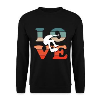 Skateboard Tshirt Skater Sk8 Sk8er Halfpipe Flip - Unisex Pullover - Schwarz - Vorne - Alina (178cm) & Michal (187cm)