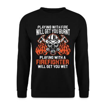 Firefighting Firefighter Firefighter Fireman Fire - Unisex Sweatshirt - black - Front - Alina (178cm) & Michal (187cm)