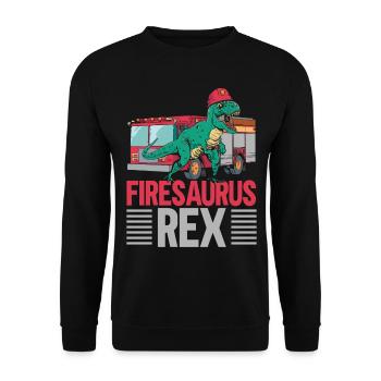 Firesaurus Rex Firefighter Fireman Dinosau - Unisex Sweatshirt - black - Front - Alina (178cm) & Michal (187cm)