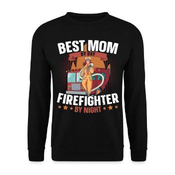 Meilleure mère pompier de jour au feu de nuit - Sweat-shirt Unisexe - noir - Devant - Alina (178cm) & Michal (187cm)