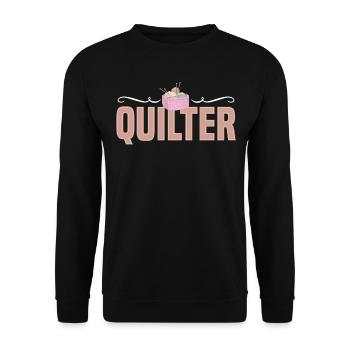 Quilter Gift Sewing Machine Fabric Stitching Embro - Unisex Pullover - Schwarz - Vorne - Alina (178cm) & Michal (187cm)