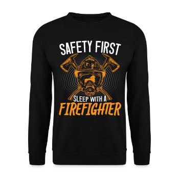 Safety comes before sleeping with a firefighter - Unisex Sweatshirt - black - Front - Alina (178cm) & Michal (187cm)
