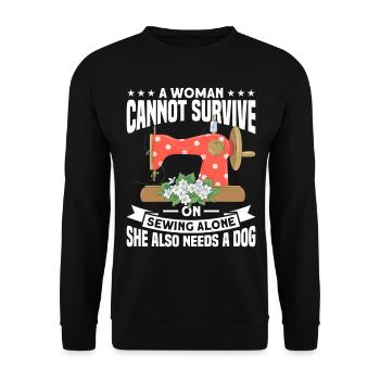 Sewing Stitching Machine Quilting Yarn Dog Mom Dog - Unisex Pullover - Schwarz - Vorne - Alina (178cm) & Michal (187cm)