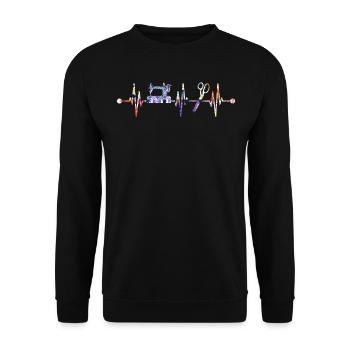Sewing Heartbeat Knitting Clothing - Unisex Pullover - Schwarz - Vorne - Alina (178cm) & Michal (187cm)