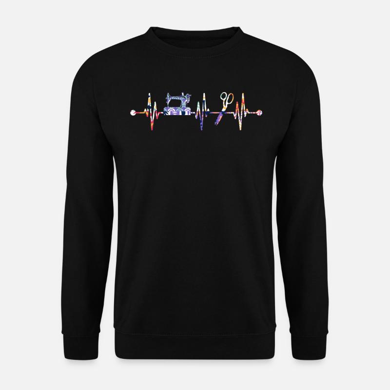 Sewing Heartbeat Knitting Clothing - Unisex Pullover - Schwarz