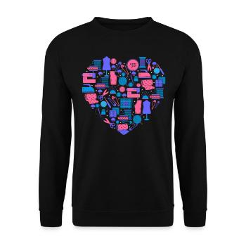 Women's Heart Sewing Knitting - Unisex Pullover - Schwarz - Vorne - Alina (178cm) & Michal (187cm)