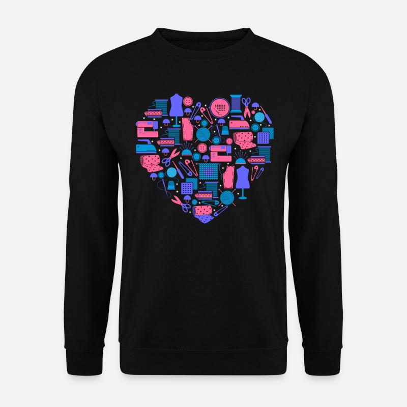 Women's Heart Sewing Knitting - Unisex Pullover - Schwarz