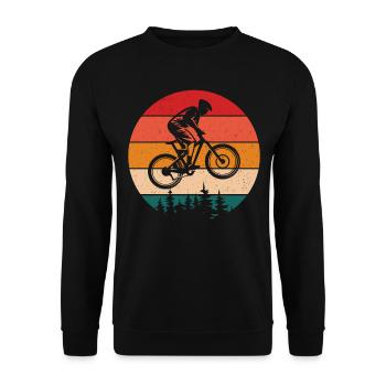 Retro Mountain Biker Uphill - Unisex Sweatshirt - black - Front - Alina (178cm) & Michal (187cm)