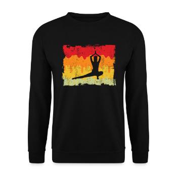 Yoga Retro - Unisex Pullover - Schwarz - Vorne - Alina (178cm) & Michal (187cm)