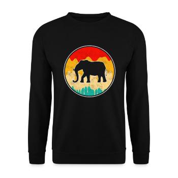 Elefant Retro - Unisex Pullover - Schwarz - Vorne - Alina (178cm) & Michal (187cm)