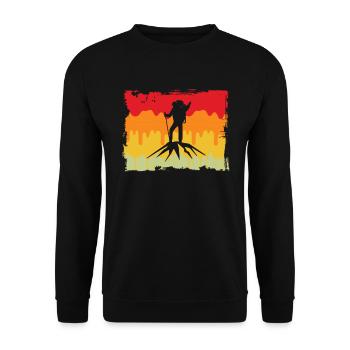 Bergsteigen Retro - Unisex Pullover - Schwarz - Vorne - Alina (178cm) & Michal (187cm)
