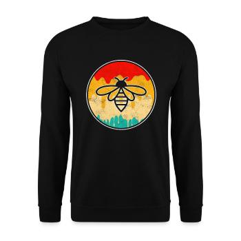Biene Retro - Unisex Pullover - Schwarz - Vorne - Alina (178cm) & Michal (187cm)