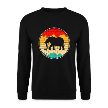 Elefant Retro - Unisex Pullover - Schwarz - Vorne - Alina (178cm) & Michal (187cm)