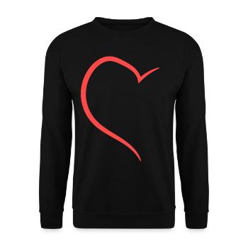 Halbes Herz In Rotem Design - Unisex Pullover - Schwarz - Vorne - Alina (178cm) & Michal (187cm)