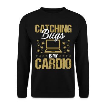 Quality Assurance Catching Bugs is my Cardio Code - Unisex Sweatshirt - black - Front - Alina (178cm) & Michal (187cm)