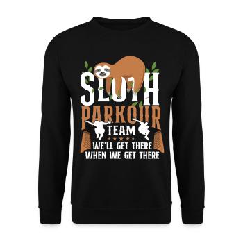 Parkour Free Running Traceur Sloth - Unisex Sweatshirt - black - Front - Alina (178cm) & Michal (187cm)
