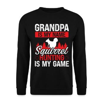 Chasse à l’écureuil Grand-père Chasseur Fête des Pères - Sweat-shirt Unisexe - noir - Devant - Alina (178cm) & Michal (187cm)