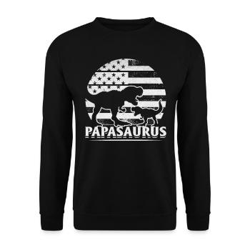Papa Saurus Drapeau américain Papa Dino - Sweat-shirt Unisexe - noir - Devant - Alina (178cm) & Michal (187cm)
